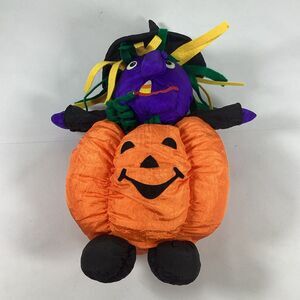 Vtg International Silver Co Halloween Nylon Pumpkin Witch Plush Stuffed 1997